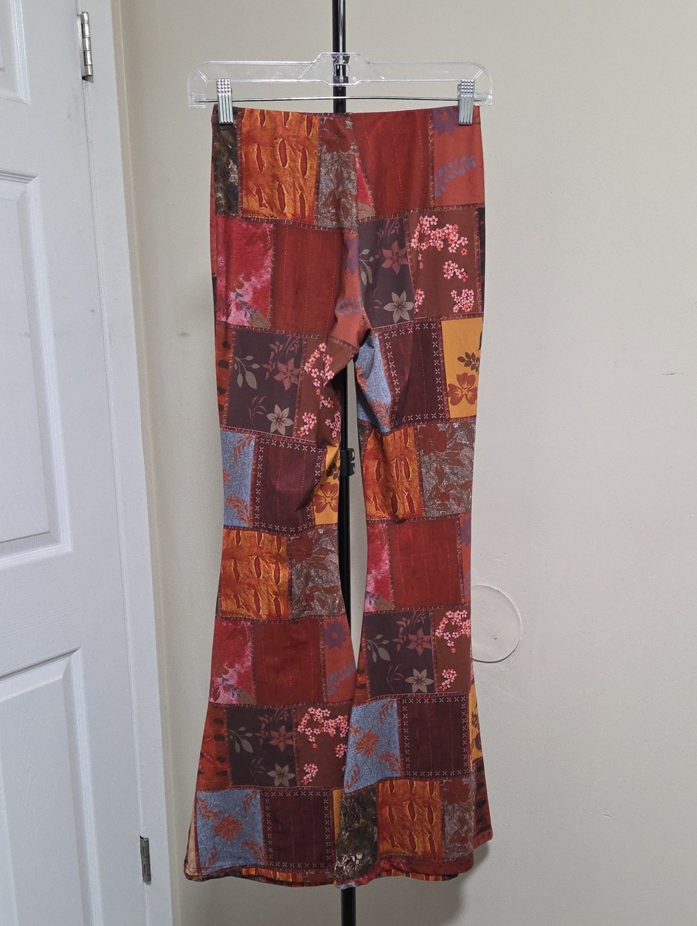ROMWE Rust Multi Patchwork Flare Pants - Picture 4 of 6